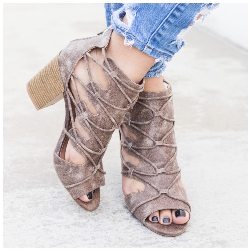 NW Taupe VeganLeather Lace Up Bootie